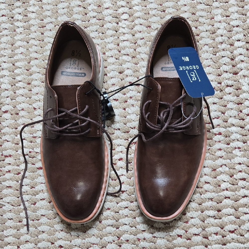 George Memory Foam Kradinn Dress Oxford Size 8.5 Dark Brown Shoes
